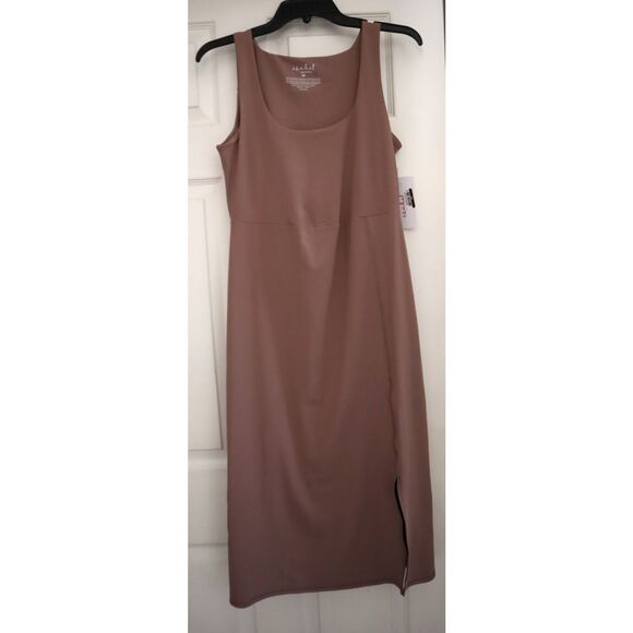 Isabel Maternity by Ingrid & Isabel Women's Sz M Taupe Slit Active Midi Dress - Picture 1 of 16